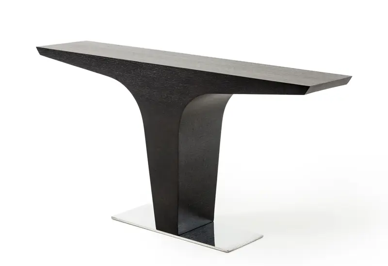 30' Wenge Veneer and Steel Console Table By Homeroots