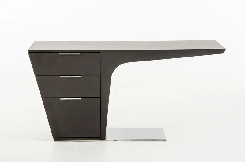 30 Wenge Veneer and Steel Office Desk By Homeroots
