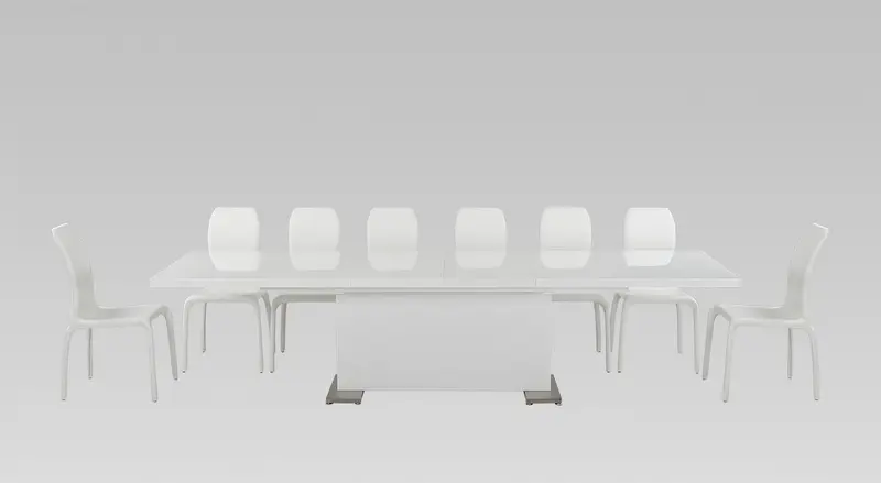 30' White Mdf And Steel Dining Table By Homeroots - 283320