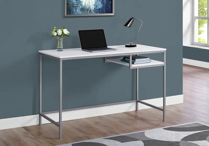 30" White MDF and White Metal Computer Desk By Homeroots