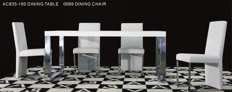 30' White Mdf Extendable Dining Table With Stainless Steel Legs By Homeroots
