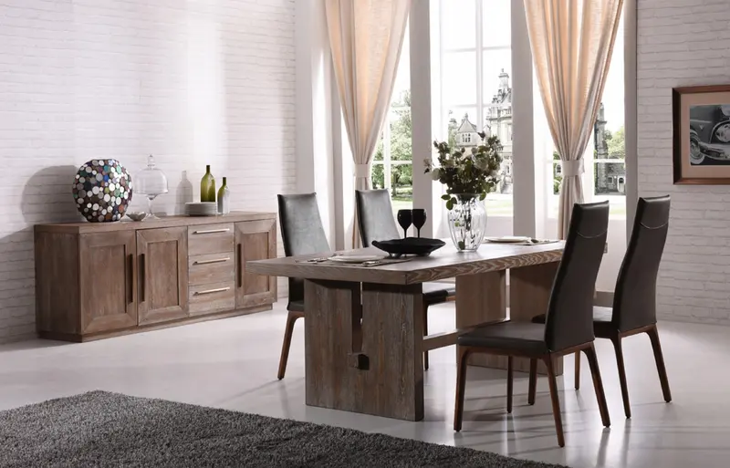 30' White Wash Oak Veneer Dining Table By Homeroots