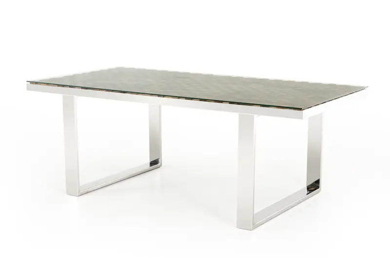 30' Wood Mosaic Steel And Glass Dining Table By Homeroots