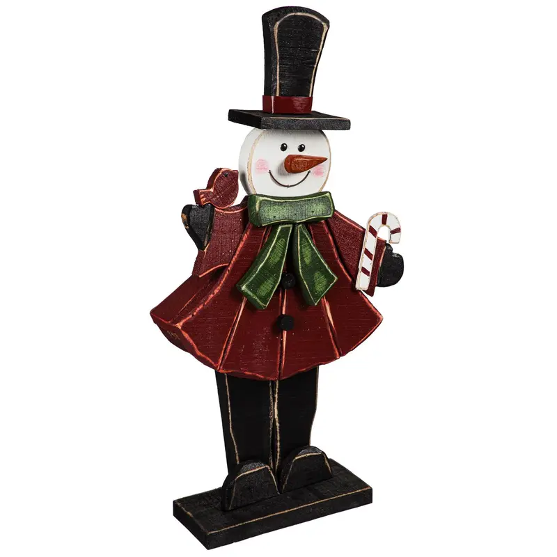 31.5"H Wooden Snowman Garden Sign