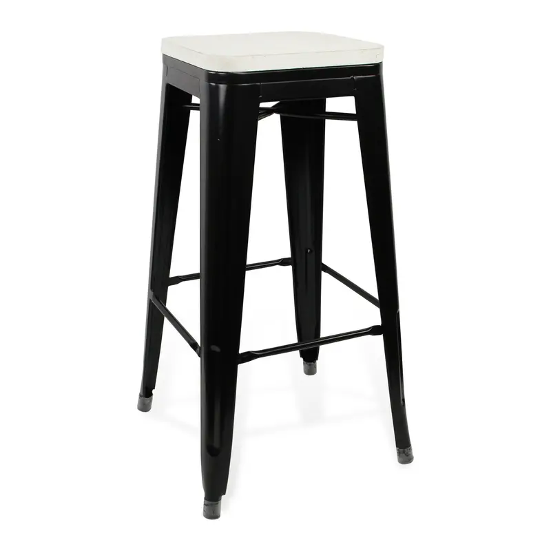 31" Black and White Backless Counter Height Bar Chair With Footrest By Homeroots