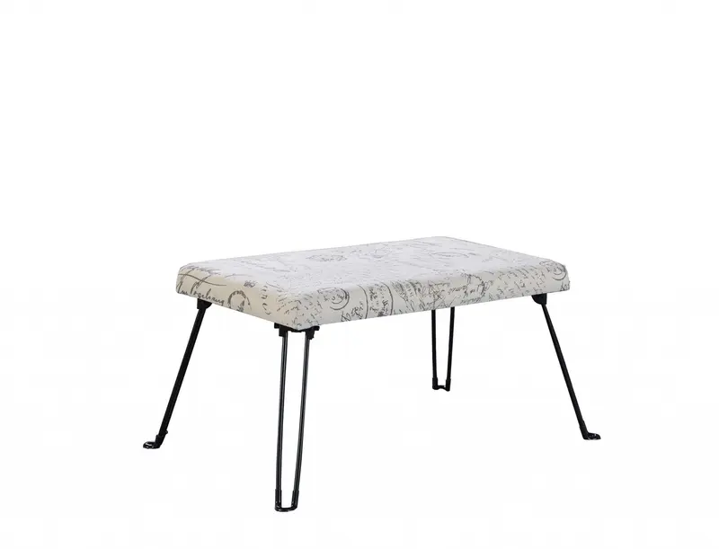 31" Black and White Postcard Microfiber Folding Bench By Homeroots