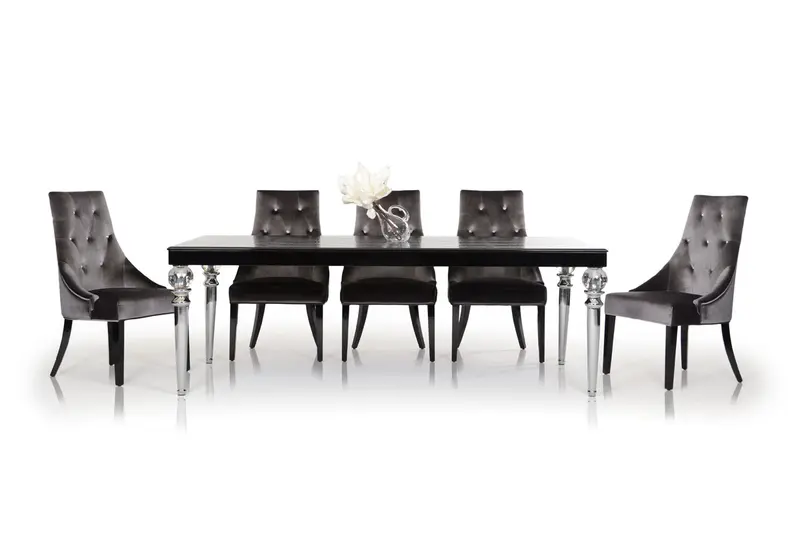 31' Black Crocodile Lacquer Dining Table By Homeroots