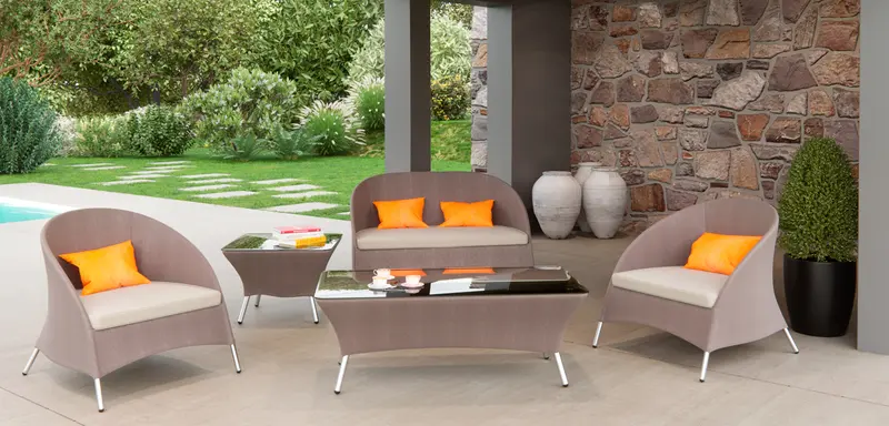 31' Brown Mesh Aluminum and Glass Sofa Set By Homeroots
