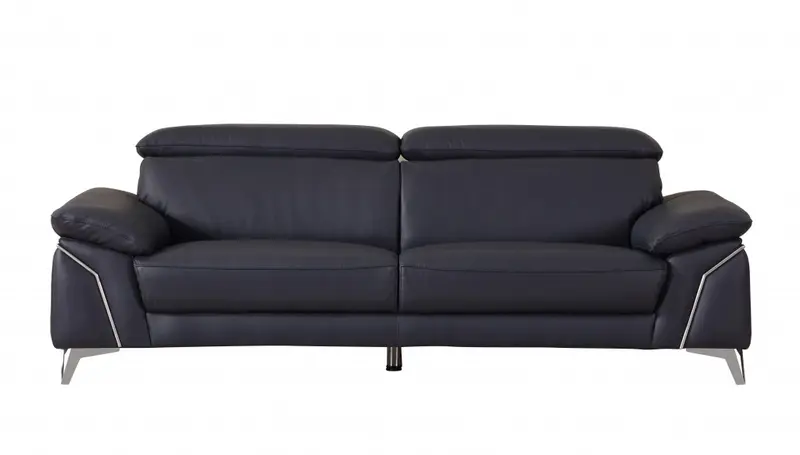 31" Fashionable Navy Leather Sofa By Homeroots