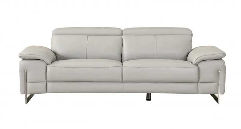 31" Tasteful Light Grey Leather Sofa By Homeroots