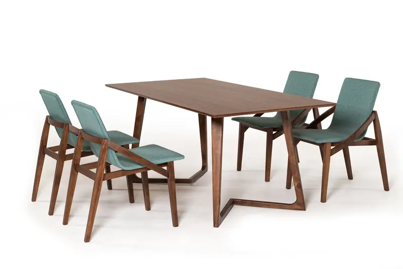 31' Walnut Wood And Veneer Dining Table By Homeroots
