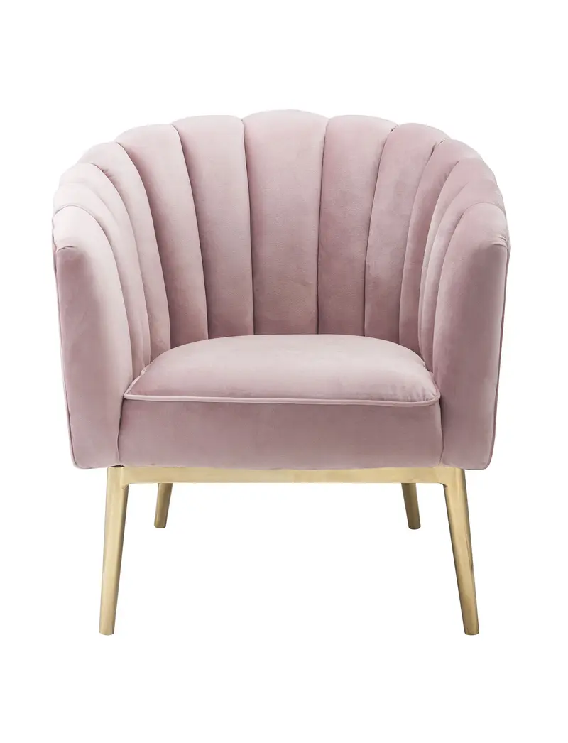 31' X 32' X 34' Pink Velvet Gold Upholstery Wood Accent Chair By Homeroots
