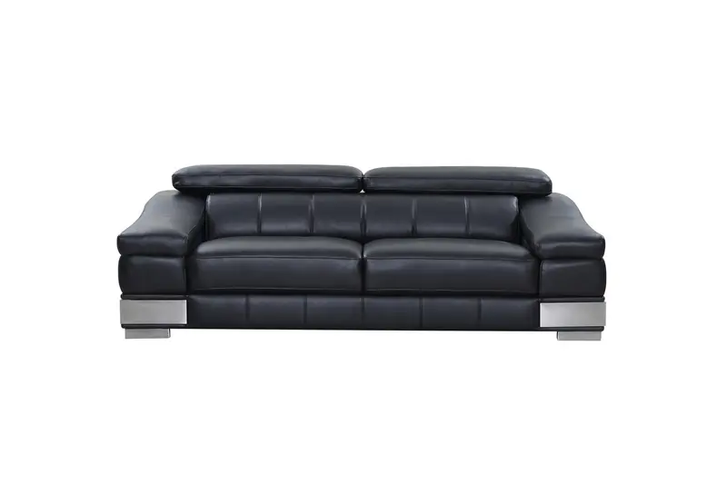 31to 39" Modern Black Leather Sofa By Homeroots