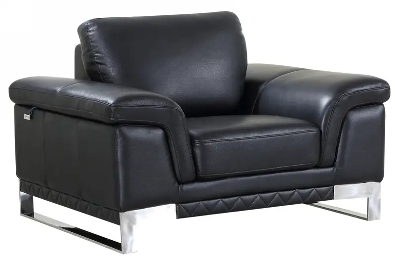 32" Black Lovely Leather Chair By Homeroots