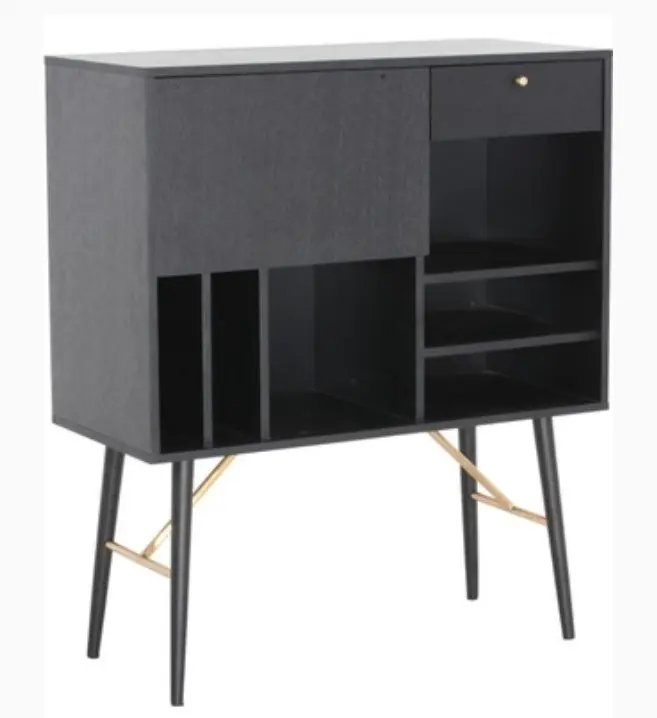 32' Black Mdf And Glass Buffet By Homeroots