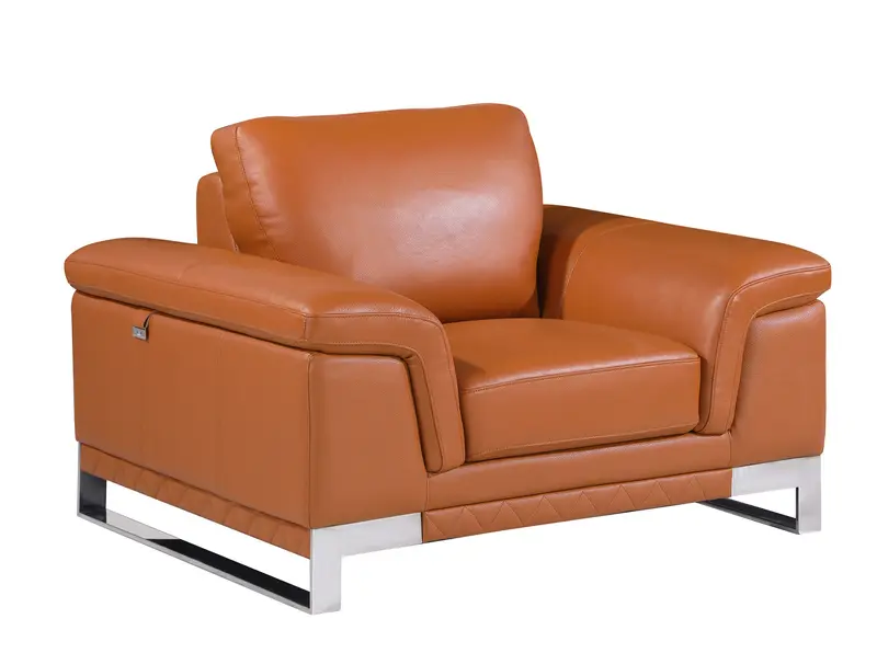 32" Camel Lovely Leather Chair By Homeroots