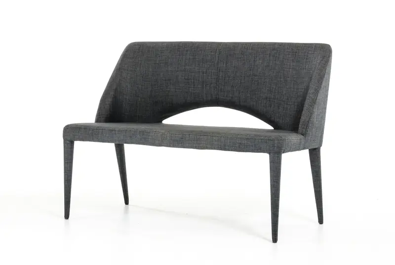 32' Dark Grey Fabric and Metal Bench By Homeroots