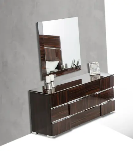 32' Ebony Lacquer Veneer Mdf And Steel Dresser By Homeroots