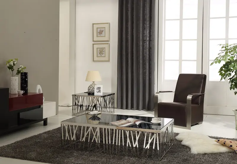 32' Glass and Stainless Steel Coffee Table By Homeroots