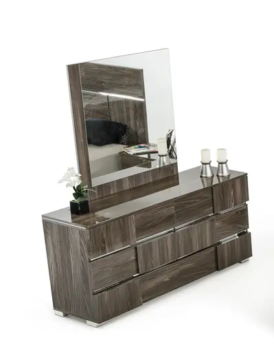32' Grey Lacquer Mdf Steel And Veneer Dresser By Homeroots