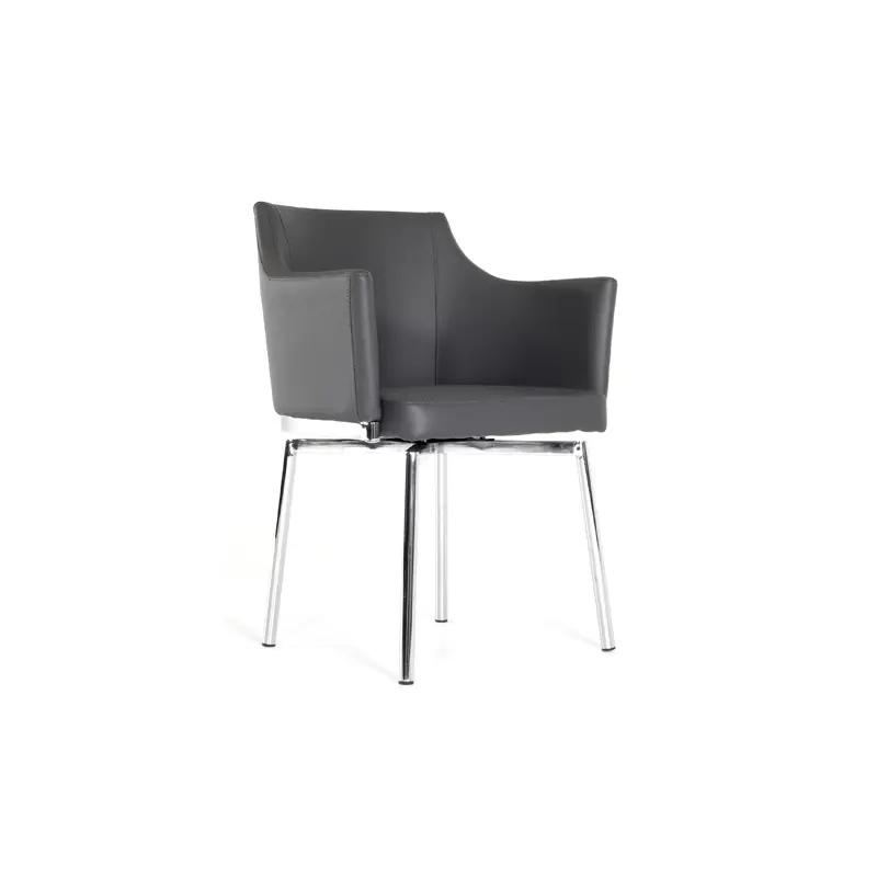 32' Grey Leatherette And Steel Dining Chair By Homeroots