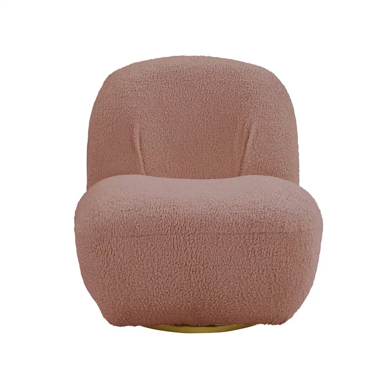 32" Pink Sherpa Solid Color Swivel Slipper Chair By Homeroots