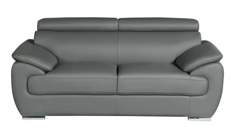 32" to 38" Captivating Gray Leather Loveseat By Homeroots