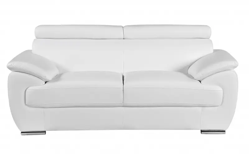 32" to 38" Captivating White Leather Loveseat By Homeroots