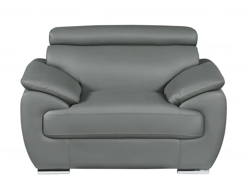 32" to 38" Grey Captivating Leather Chair By Homeroots