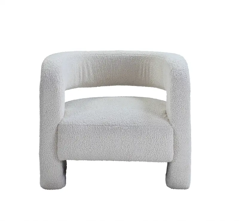 32" White Sherpa Solid Color Barrel Chair By Homeroots