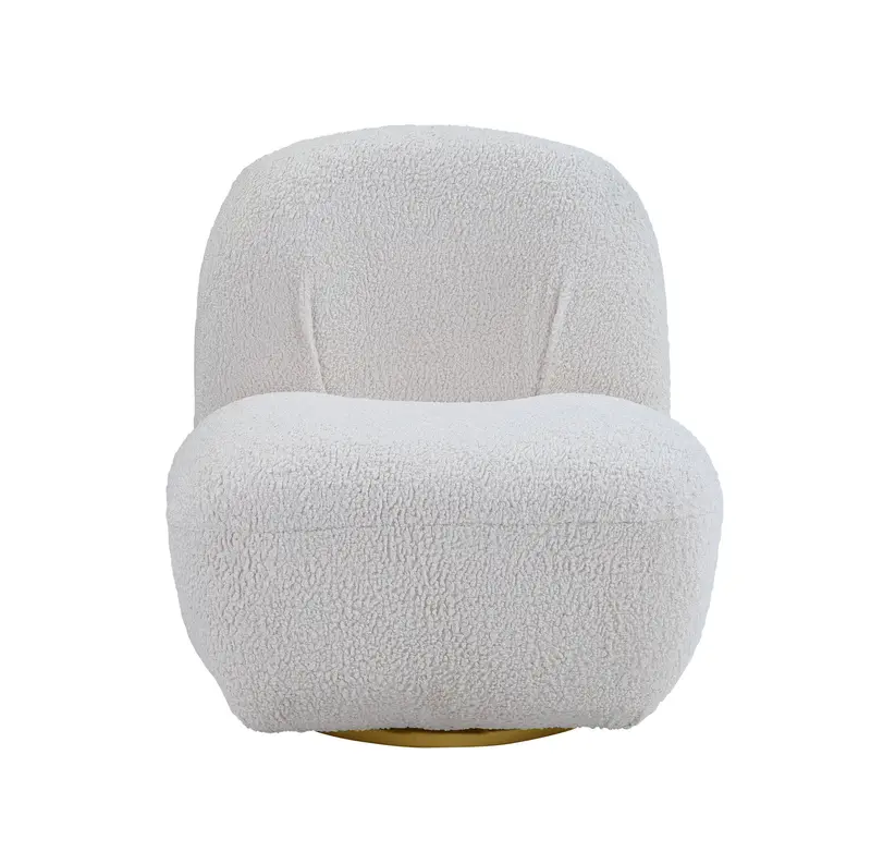 32" White Sherpa Solid Color Swivel Slipper Chair By Homeroots