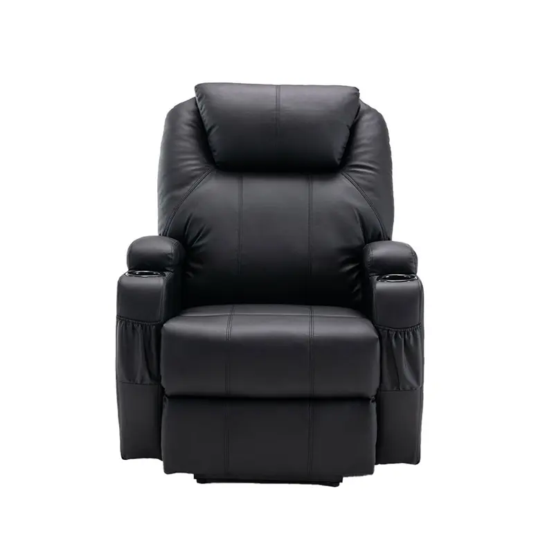 33" Black Faux Leather Power Heated Massge Lift Assist Recliner By Homeroots