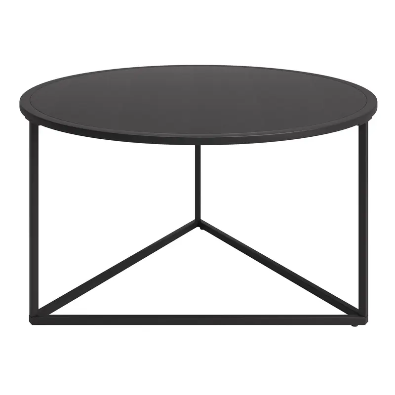 33" Black Steel Round Coffee Table By Homeroots