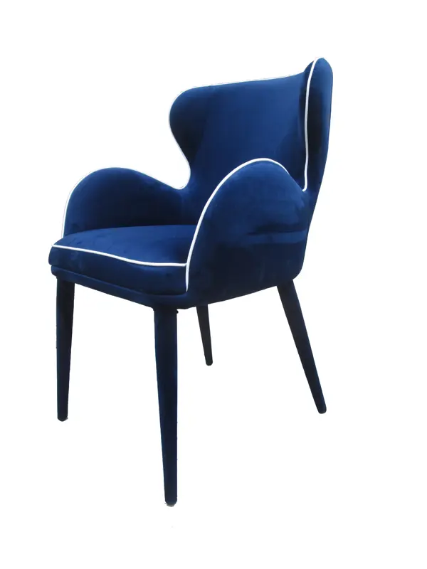 33' Blue Fabric And Metal Dining Chair By Homeroots