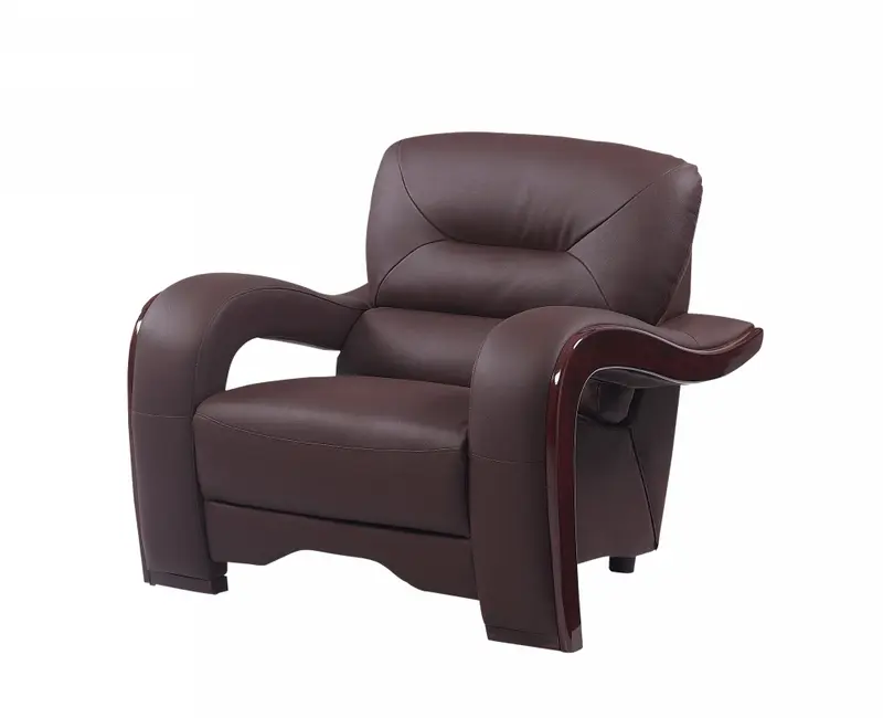 33" Brown Glamorous Leather Chair By Homeroots