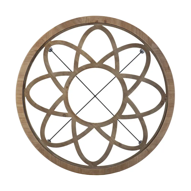 33" Floral Design Glass Top Round Coffee Table By Homeroots