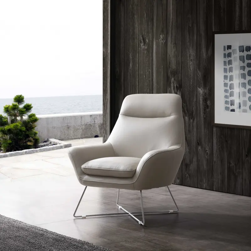 33" Light Gray And Silver Faux Leather Tufted Arm Chair By Homeroots