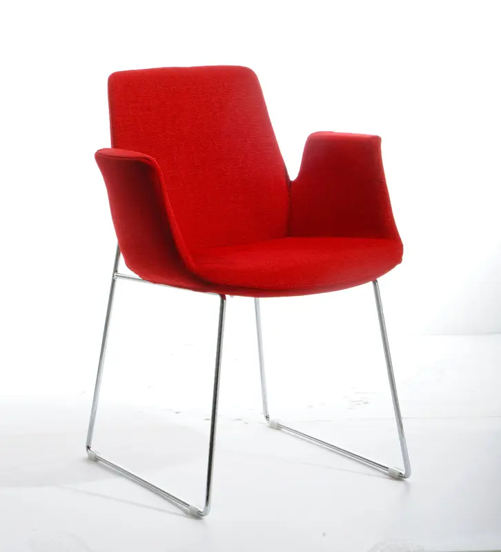 33' Red Polyester Fabric And Metal Dining Chair By Homeroots