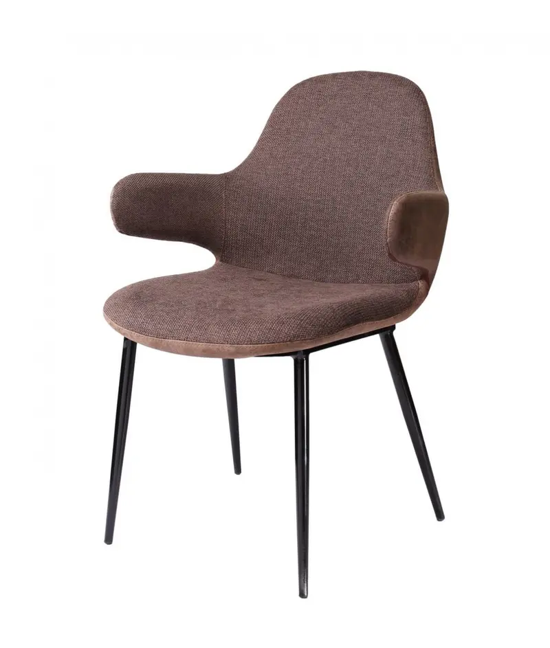 33" Stylish Brown Fabric and Faux Leather Accent Chair By Homeroots