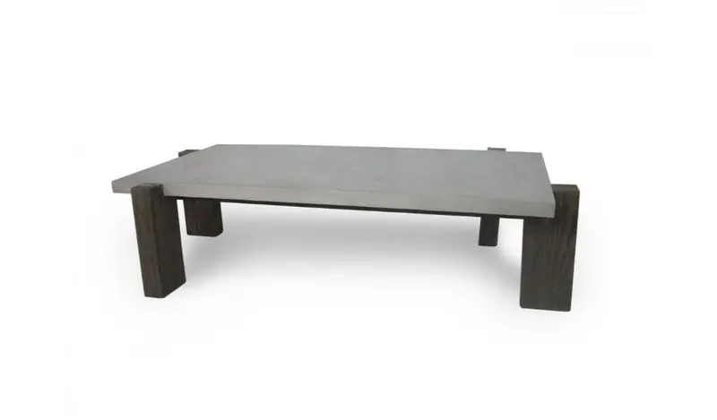 33" Walnut And Dark Grey Concrete Rectangular Coffee Table By Homeroots