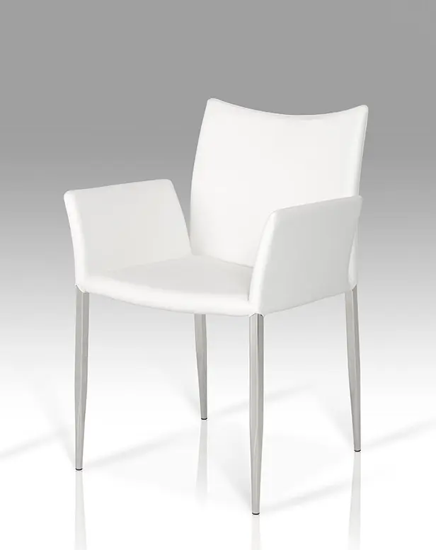 33' White Leatherette And Steel Dining Chair By Homeroots