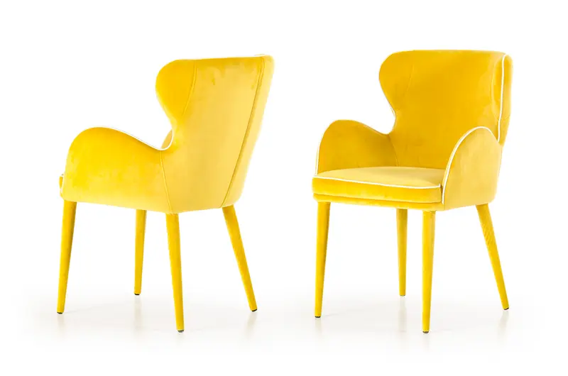 33' Yellow Fabric And Metal Dining Chair By Homeroots
