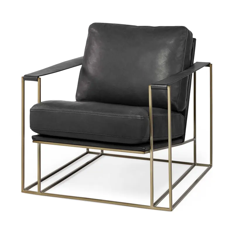 34" Black And Pearl Faux Leather Distressed Arm Chair By Homeroots