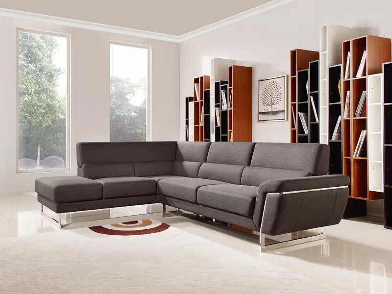 34' Brown Fabric Foam Wood and Steel Sectional Sofa By Homeroots