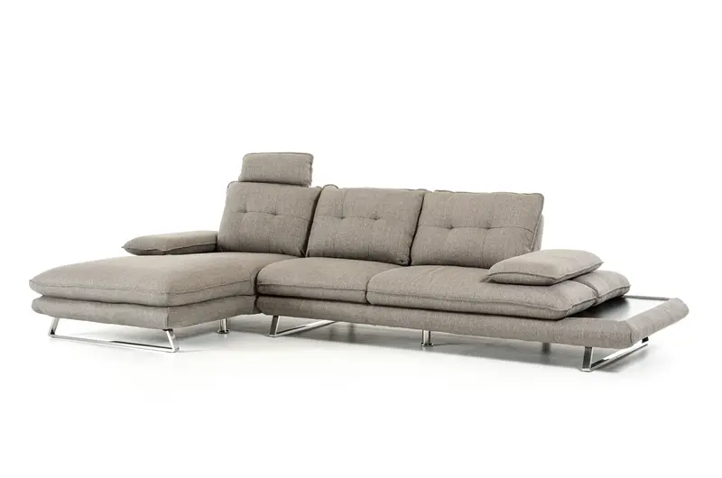 34' Grey Foam Steel Wood and Veneer Sectional Sofa By Homeroots