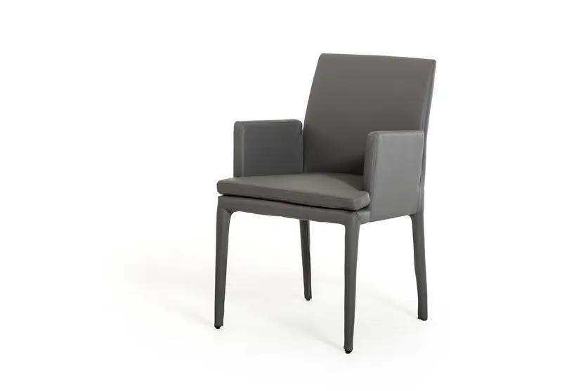 34' Grey Leatherette And Metal Dining Chair By Homeroots