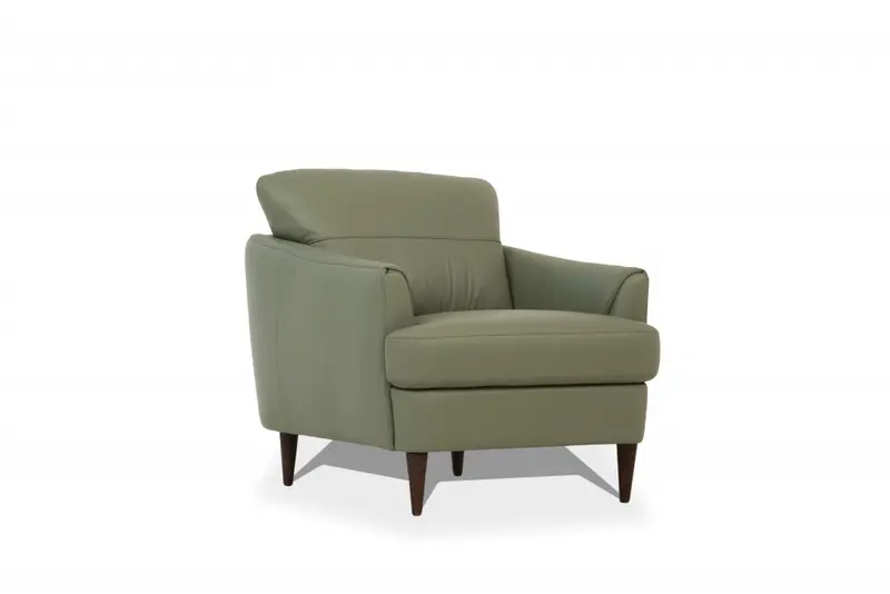 34" Moss Green Genuine Leather And Black Arm Chair By Homeroots