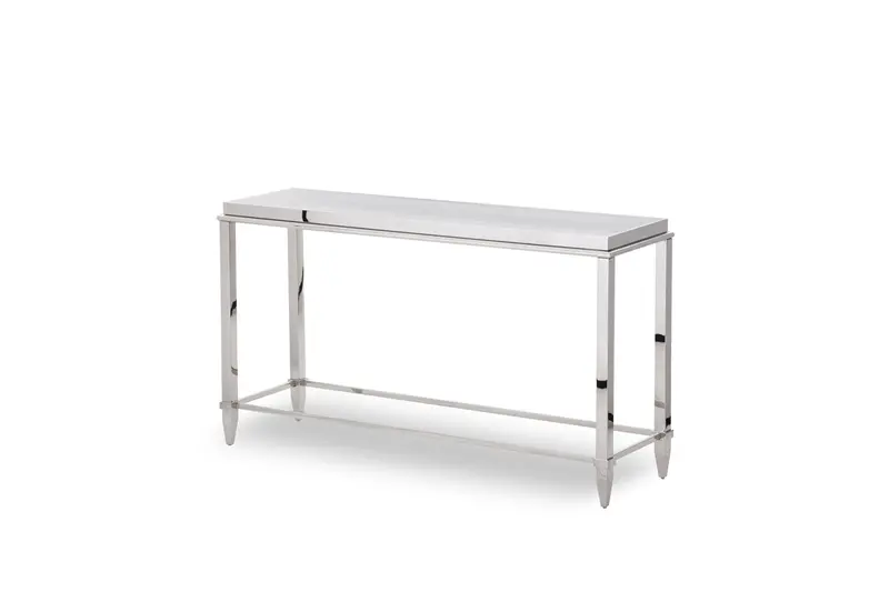 34' Stainless Steel and Glass Console Table By Homeroots