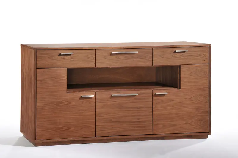 34' Walnut Veneer And Mdf Buffet By Homeroots