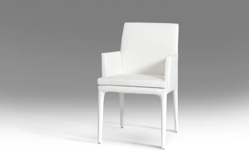 34' White Leatherette And Metal Dining Chair By Homeroots